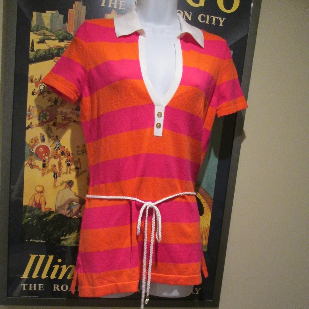 Lilly Pulitzer pink orange stripe knit tunic top